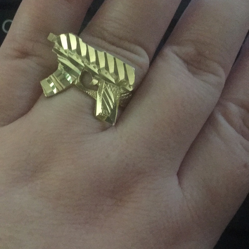 10k solid gold uzi ring